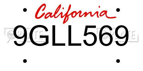 9GLL569 California License Plate