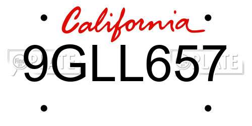 9GLL657 California License Plate