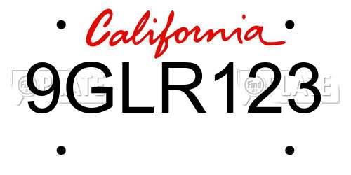 9GLR123 California License Plate