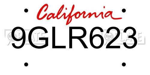 9GLR623 California License Plate