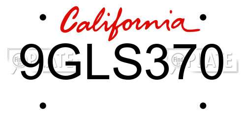 9GLS370 California License Plate