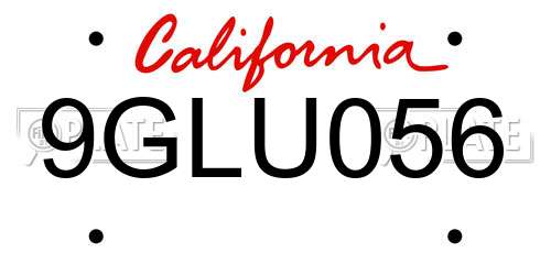 9GLU056 California License Plate