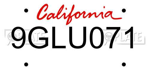 9GLU071 California License Plate