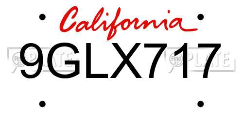 9GLX717 California License Plate
