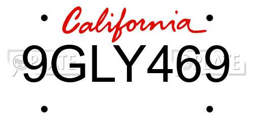 9GLY469 California License Plate