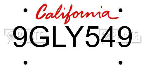 9GLY549 California License Plate