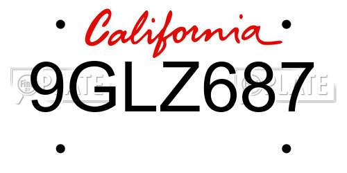 9GLZ687 California License Plate