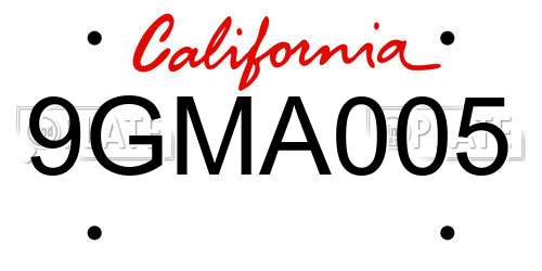 9GMA005 California License Plate