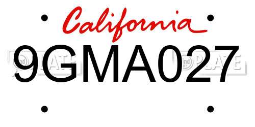 9GMA027 California License Plate