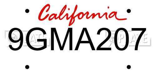 9GMA207 California License Plate