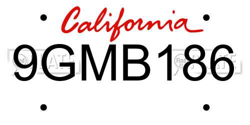 9GMB186 California License Plate