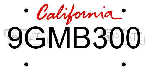 9GMB300 California License Plate