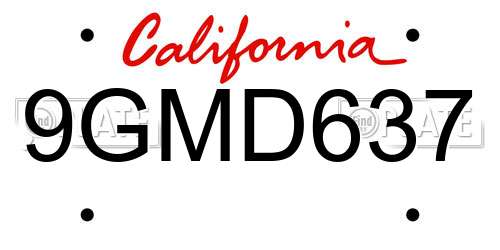 9GMD637 California License Plate