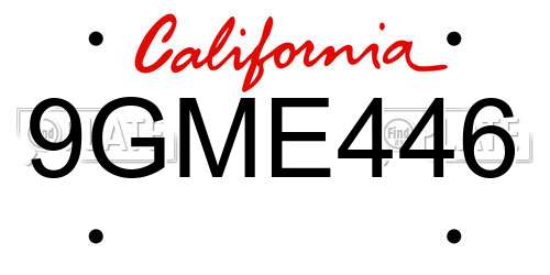 9GME446 California License Plate