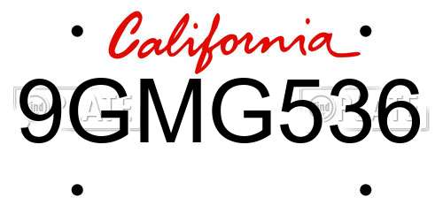 9GMG536 California License Plate