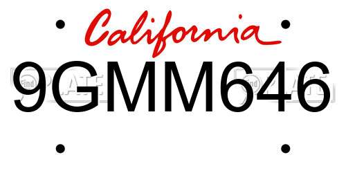 9GMM646 California License Plate