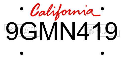 9GMN419 California License Plate