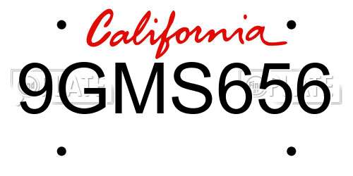 9GMS656 California License Plate