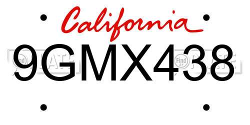 9GMX438 California License Plate