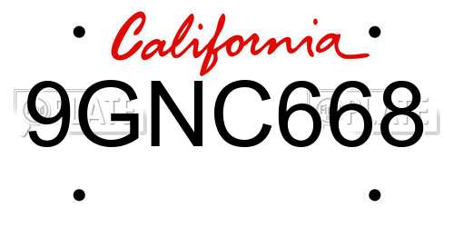 9GNC668 California License Plate