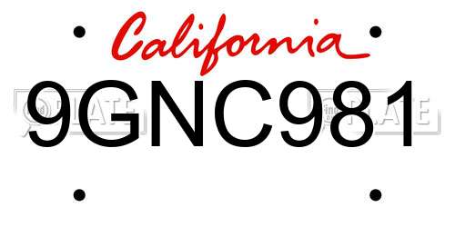 9GNC981 California License Plate