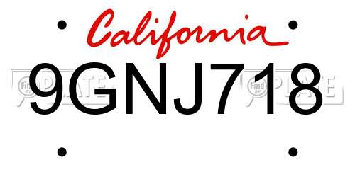 9GNJ718 California License Plate