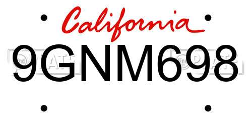 9GNM698 California License Plate