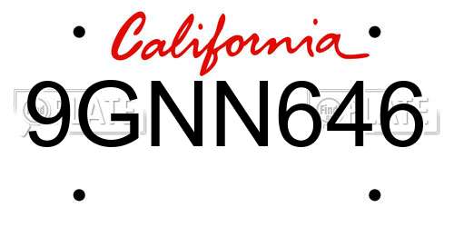 9GNN646 California License Plate