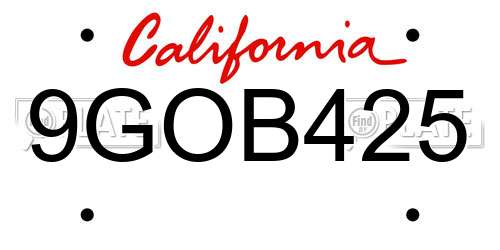 9GOB425 California License Plate