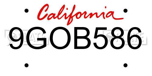 9GOB586 California License Plate