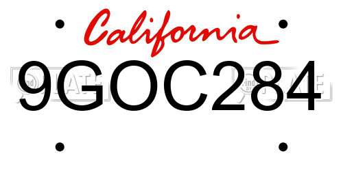 9GOC284 California License Plate
