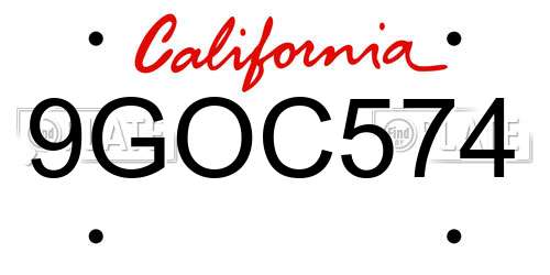 9GOC574 California License Plate