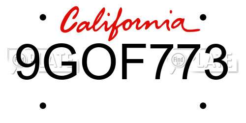9GOF773 California License Plate