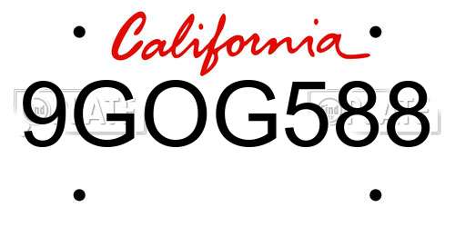 9GOG588 California License Plate