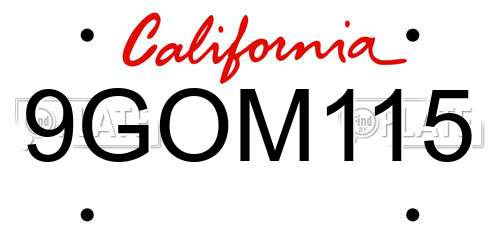 9GOM115 California License Plate