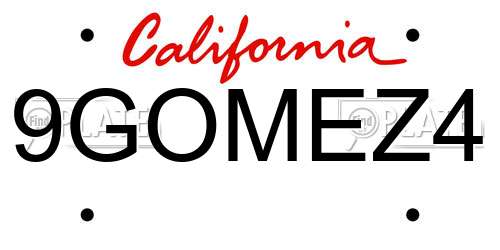 9GOMEZ4 California License Plate