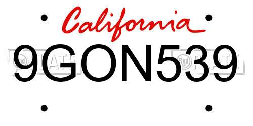 9GON539 California License Plate