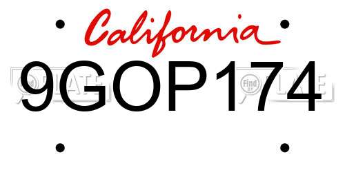 9GOP174 California License Plate