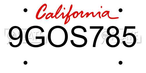 9GOS785 California License Plate