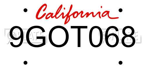 9GOT068 California License Plate