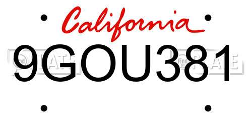 9GOU381 California License Plate