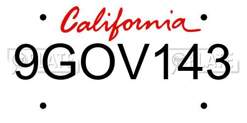 9GOV143 California License Plate