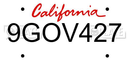9GOV427 California License Plate