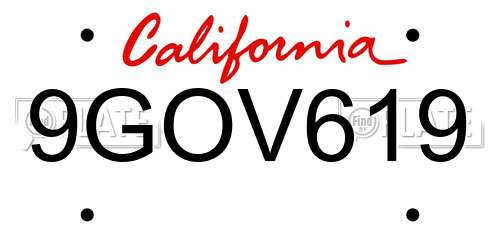 9GOV619 California License Plate