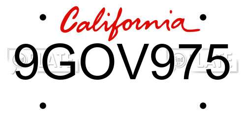 9GOV975 California License Plate