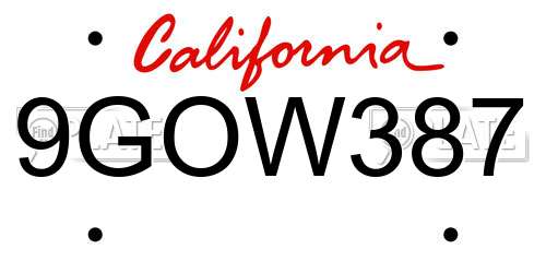 9GOW387 California License Plate