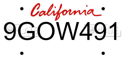 9GOW491 California License Plate