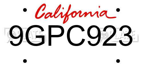 9GPC923 California License Plate