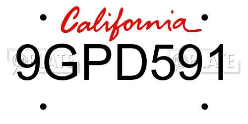 9GPD591 California License Plate