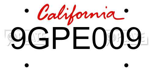 9GPE009 California License Plate
